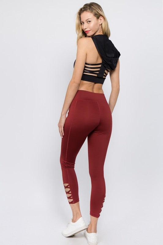 Lattice Ankle Cutout Activewear Leggings