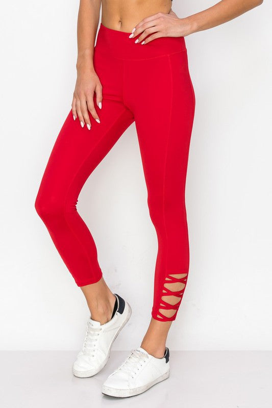 Lattice Ankle Cutout Activewear Leggings