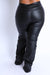 Back view of Tuck Detailed PU Pants-black
