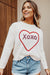 Full view of XOXO Heart Round Neck Dropped Shoulder Sweater white