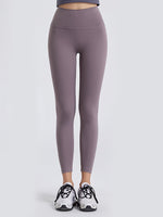 Close up view of gray Wide Waistband Sports Leggings 