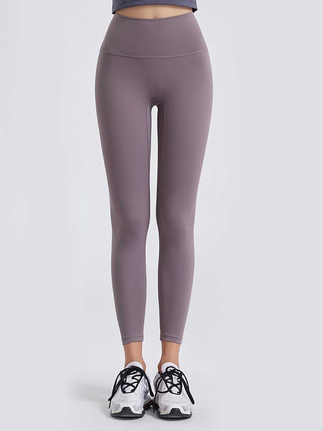 Close up view of gray Wide Waistband Sports Leggings 