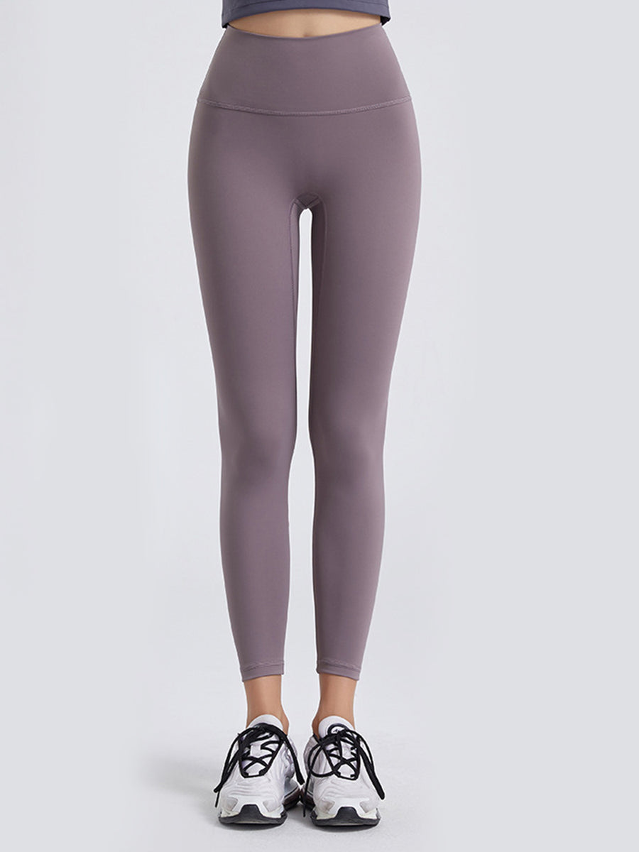 Close up view of gray Wide Waistband Sports Leggings 