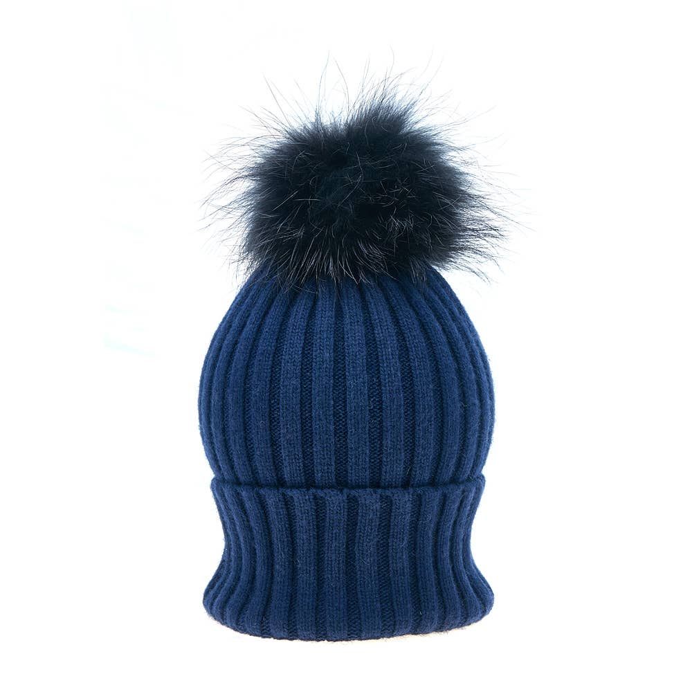 Navy Vail Hat and Pom-Pom Set - East Hills Casuals