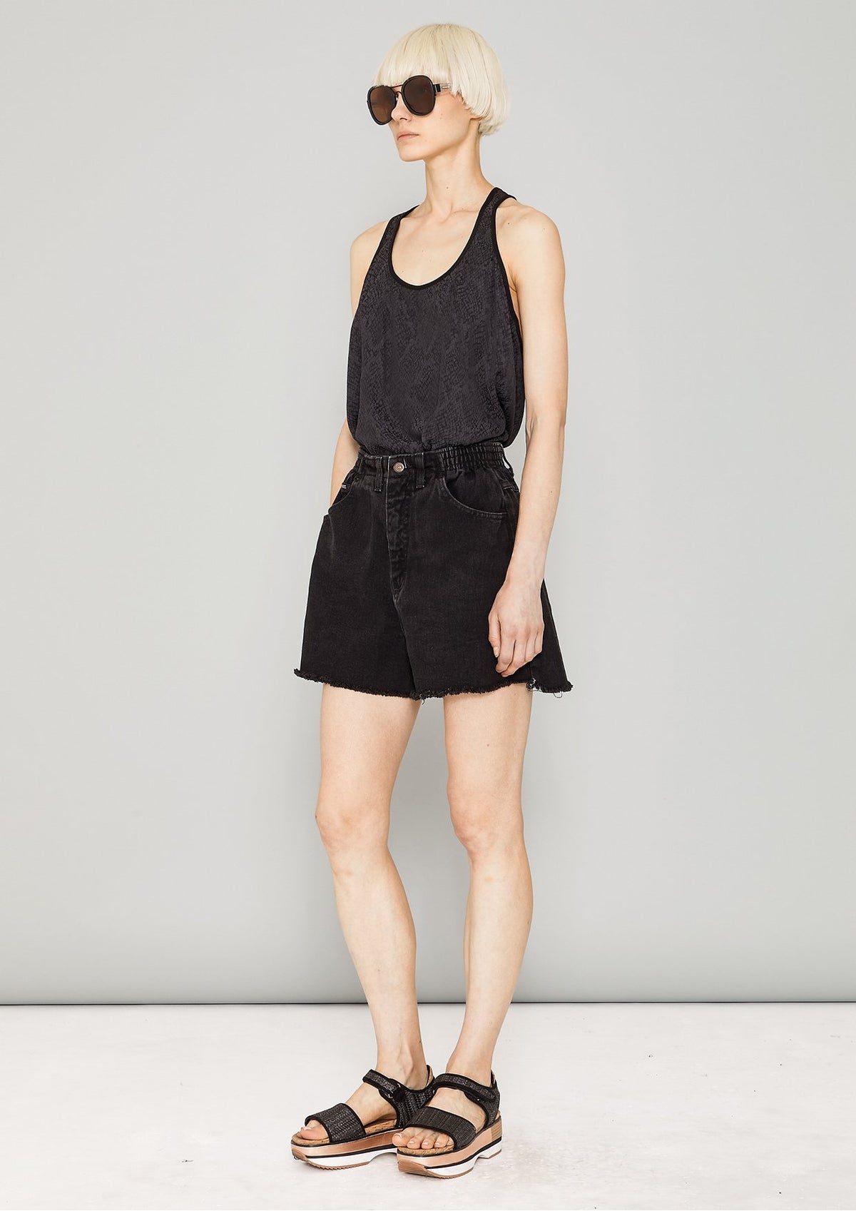 TANK TOP - JACQUARD SATIN black snake by BERENIK - East Hills Casuals