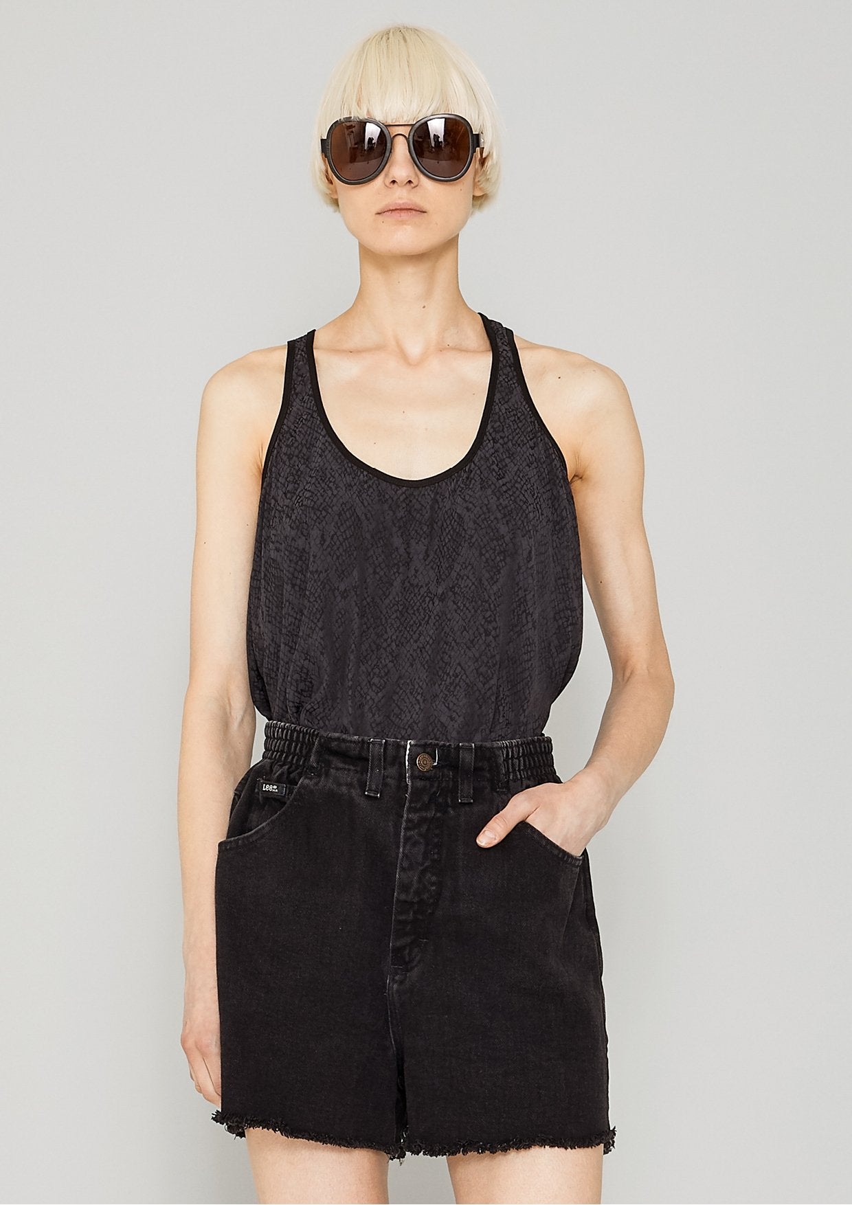 TANK TOP - JACQUARD SATIN black snake by BERENIK - East Hills Casuals