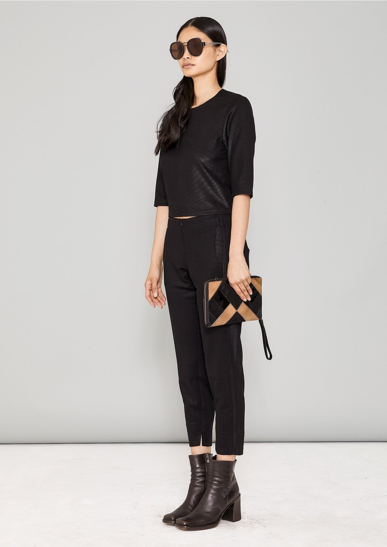 SHIRT SHORT SLEEVES - FANCY TECH LACES STRETCH black by BERENIK - East Hills Casuals