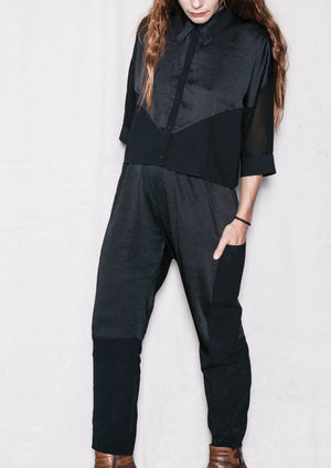 PANTS LOOSE ELASTIC - BLACK shiny by BERENIK - East Hills Casuals