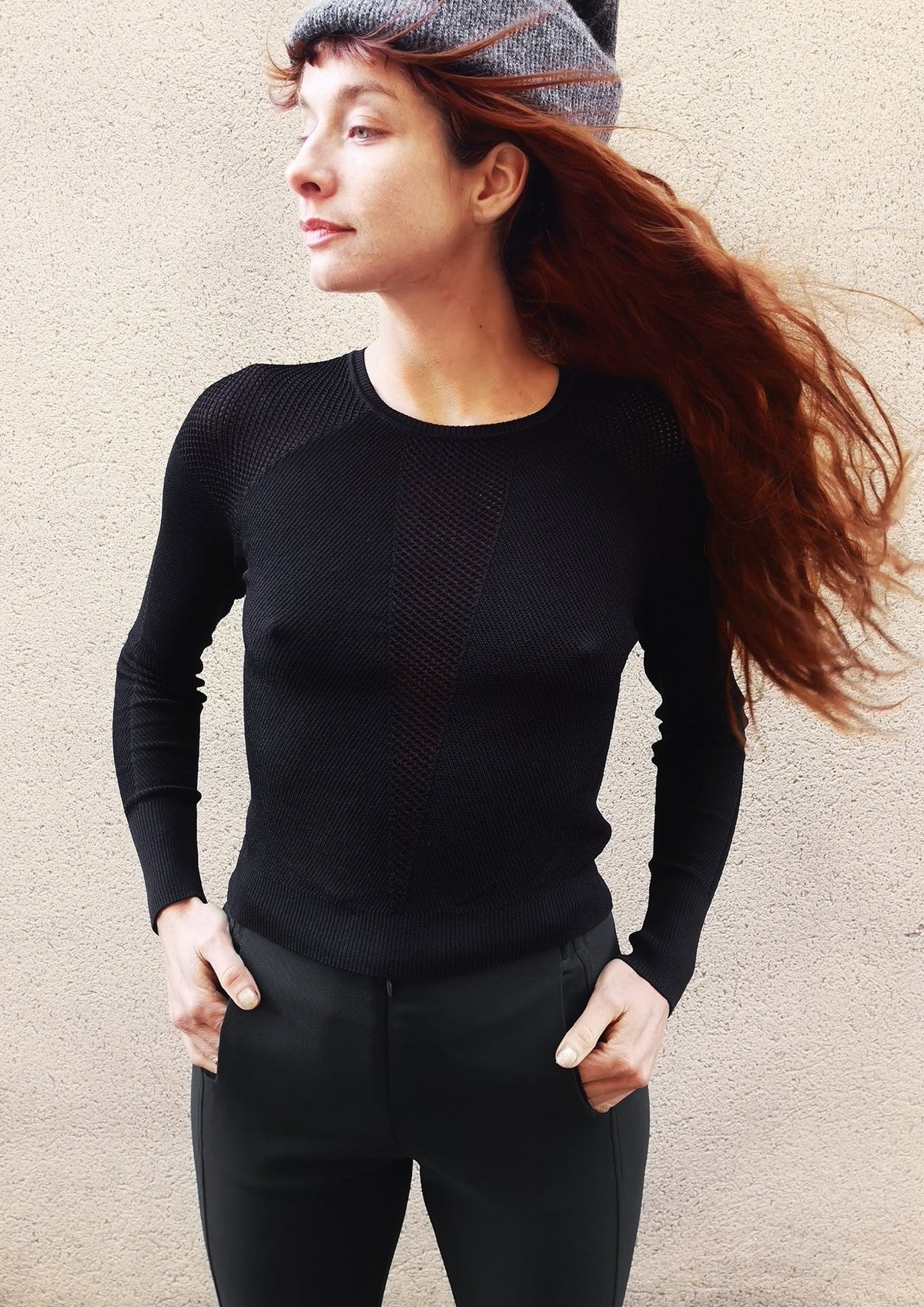 SWEATER LONG SLEEVE - KNIT TRANSPARENT black by BERENIK