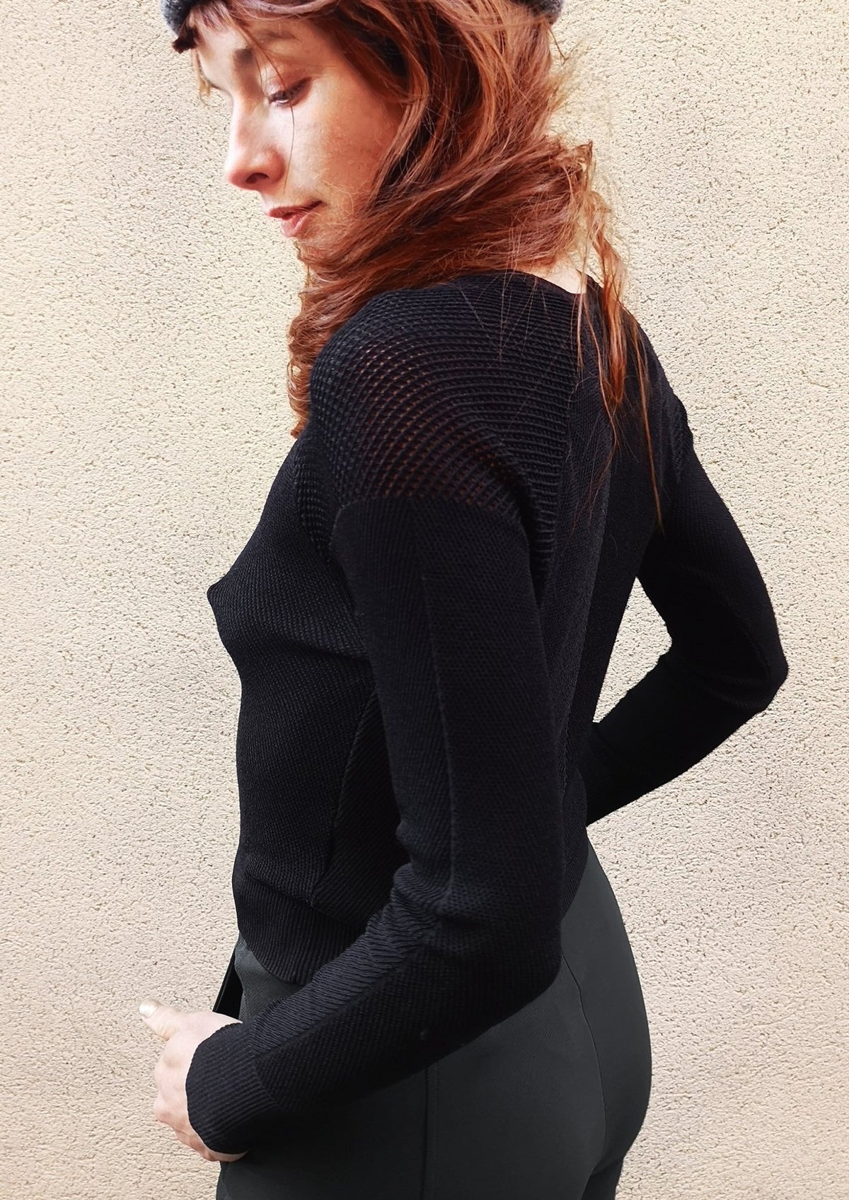 SWEATER LONG SLEEVE - KNIT TRANSPARENT black by BERENIK