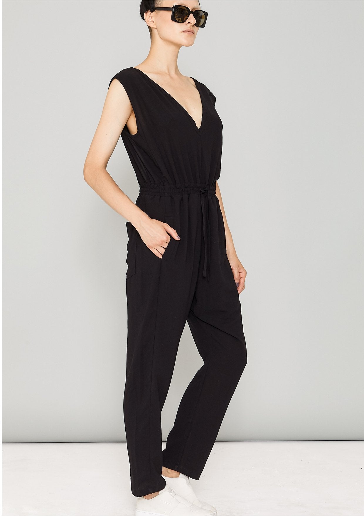JUMPSUIT-ELASTIC WAIST - black by BERENIK - East Hills Casuals