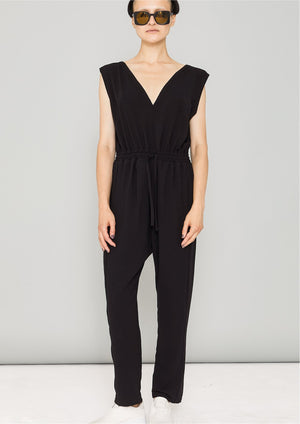 JUMPSUIT-ELASTIC WAIST - black by BERENIK - East Hills Casuals