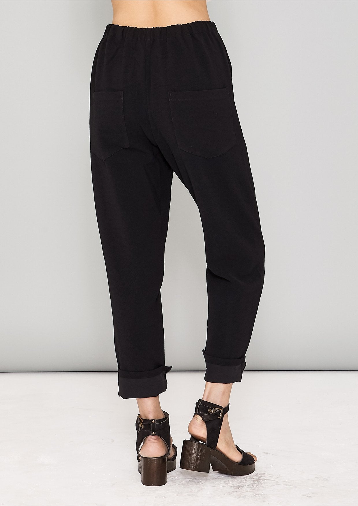 PANTS STRETCH HIGH WAIST - black plain by BERENIK - East Hills Casuals