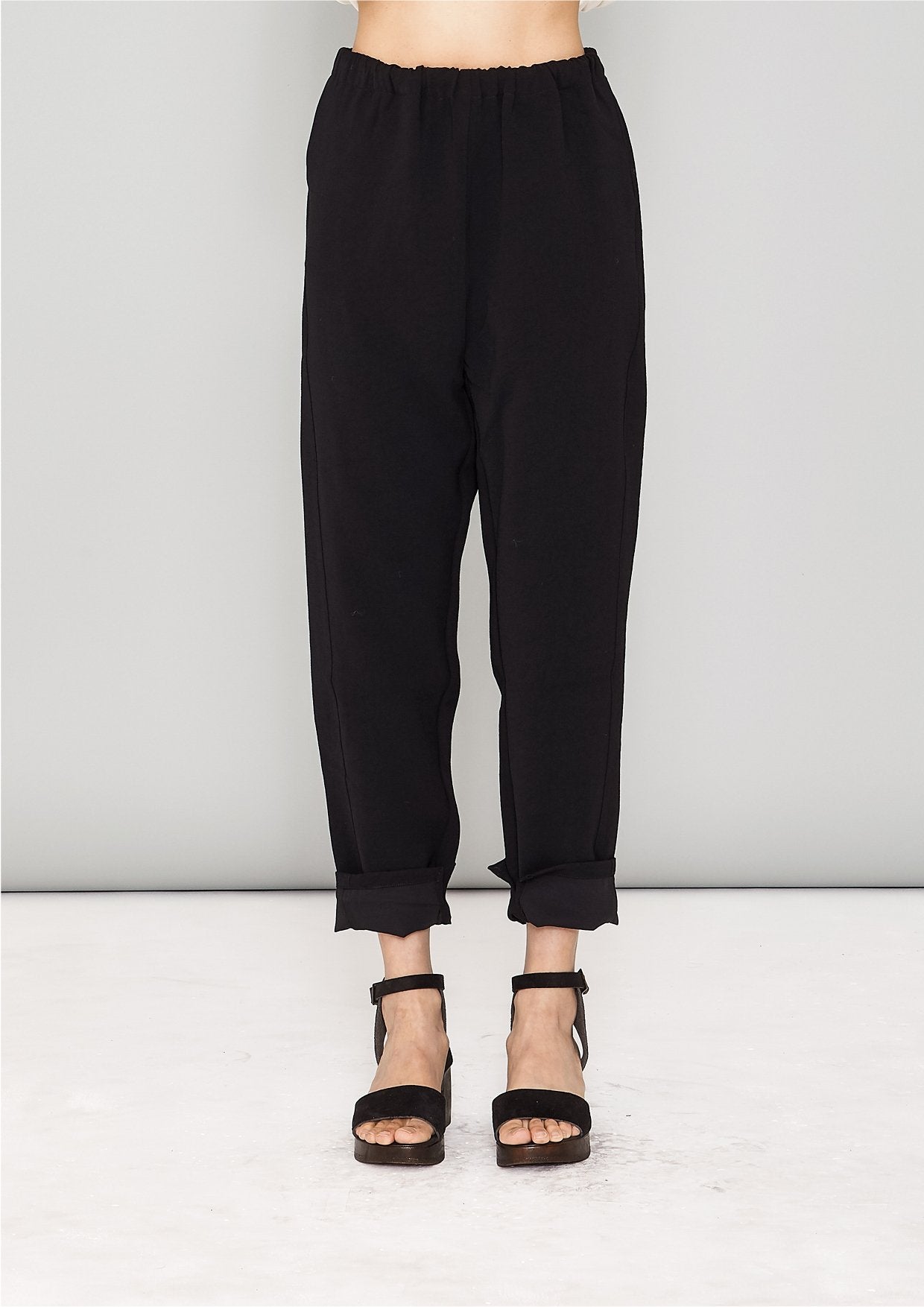 PANTS STRETCH HIGH WAIST - black plain by BERENIK - East Hills Casuals