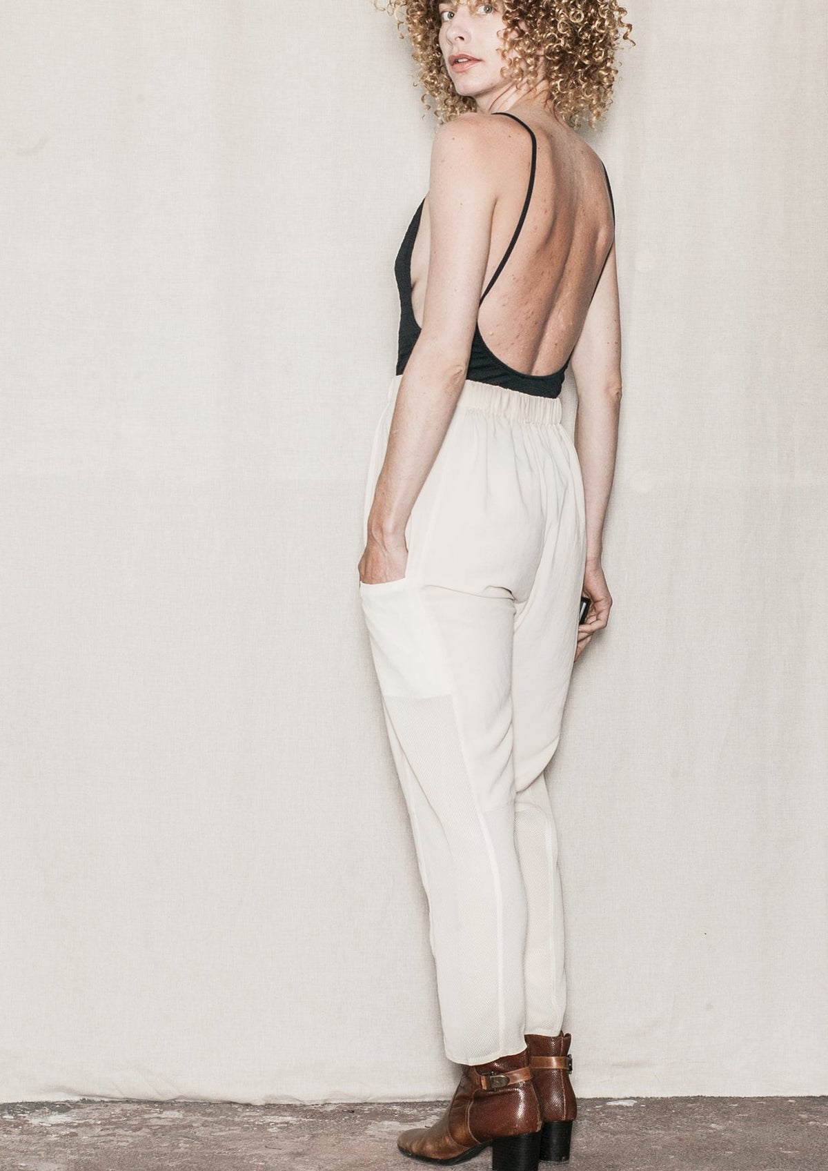 Back view of SUMMER PANTS LOOSE - AIRY MESH