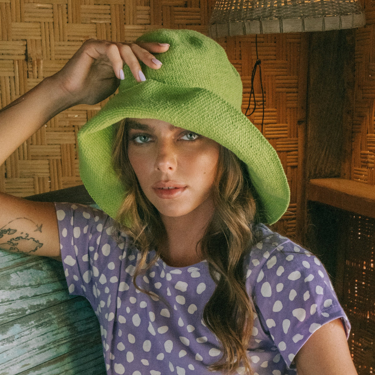 Bloom Crochet Sun Hat, in Lime Green by BrunnaCo