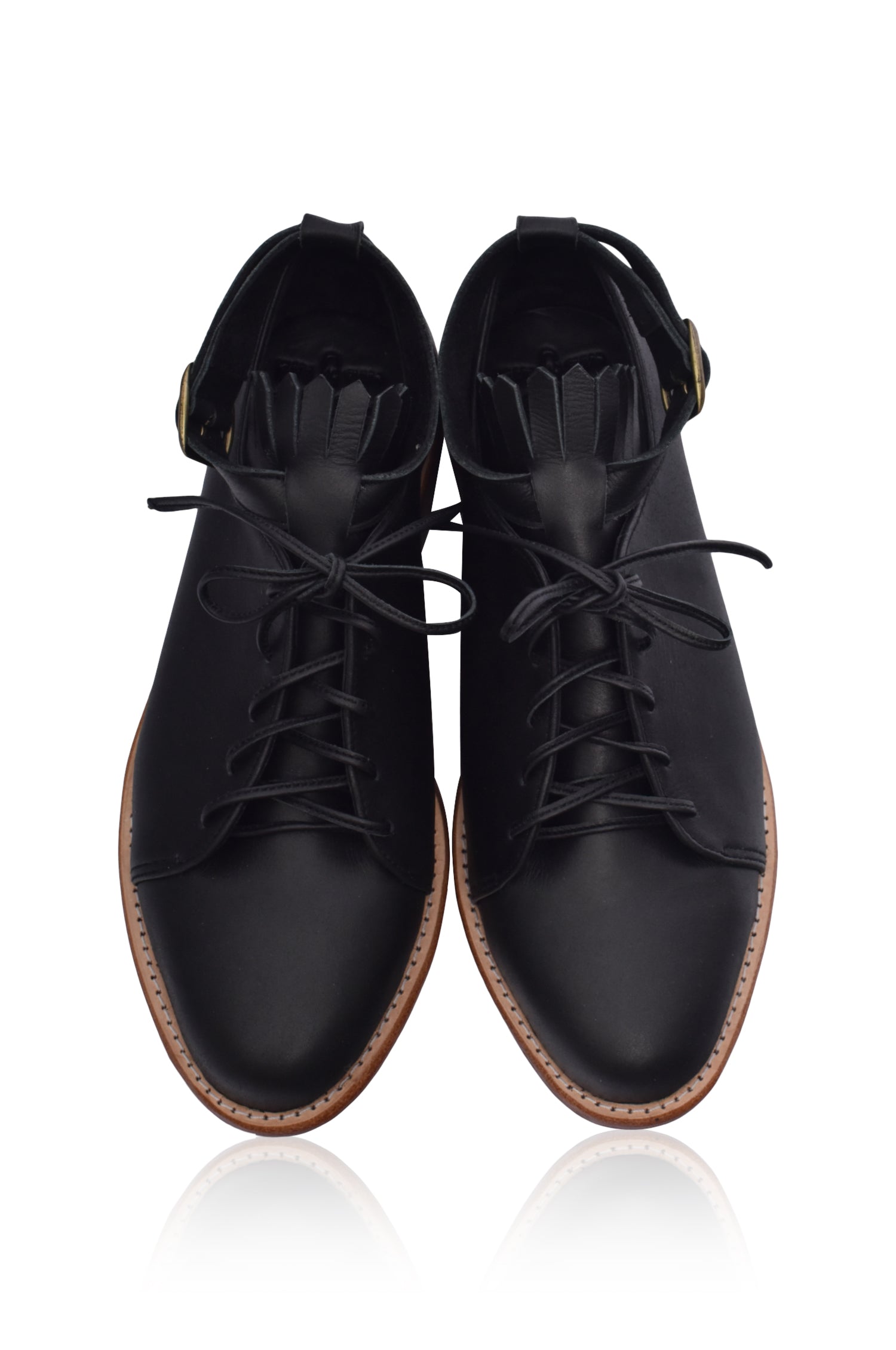 Black Boston Leather Oxfords 