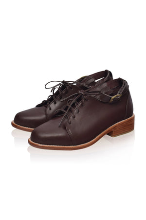 Burgundy Boston Leather Oxfords 