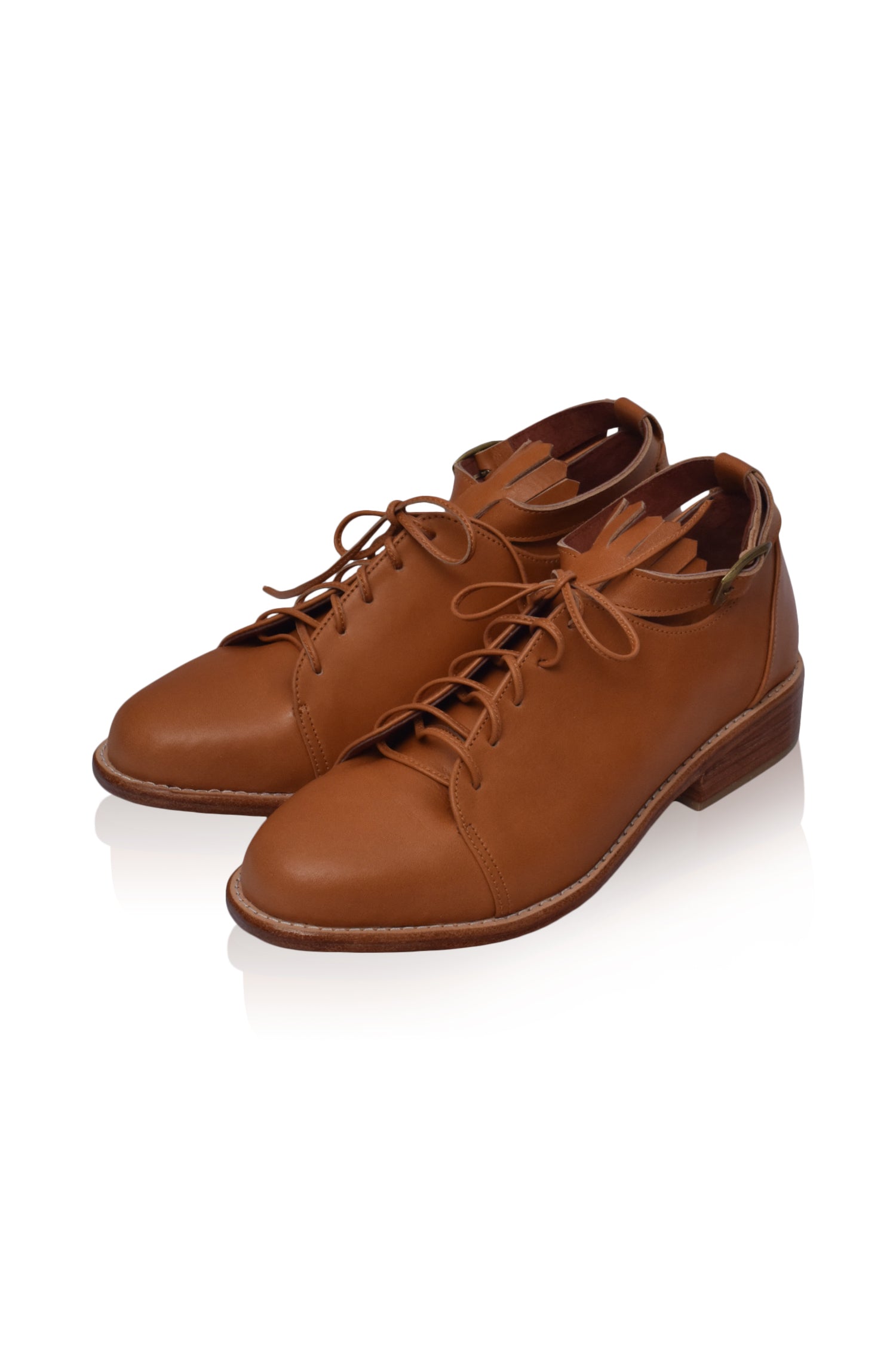 Top view of brown Boston Leather Oxfords 