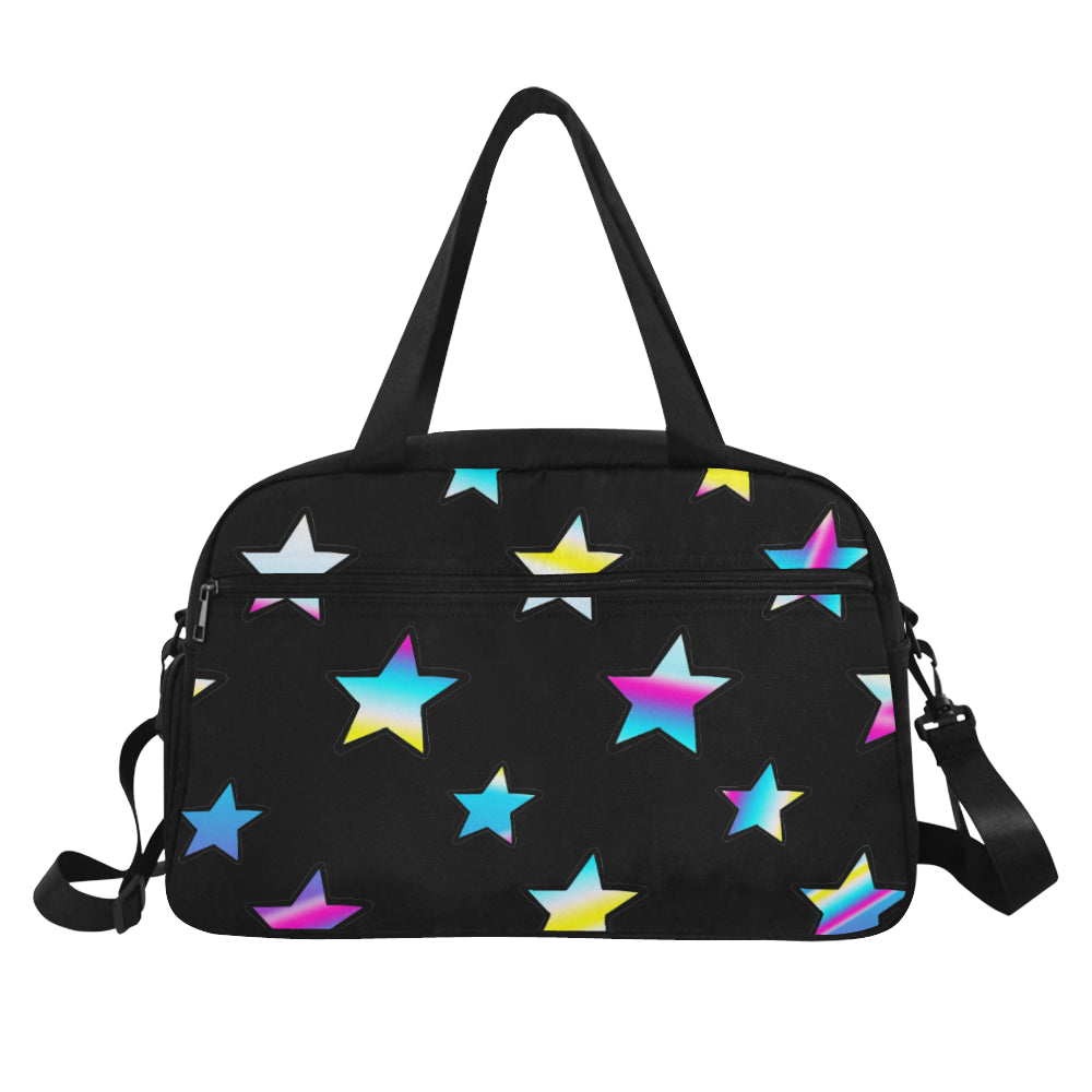 Rainbow stars Black N White Travel Bag by Stardust