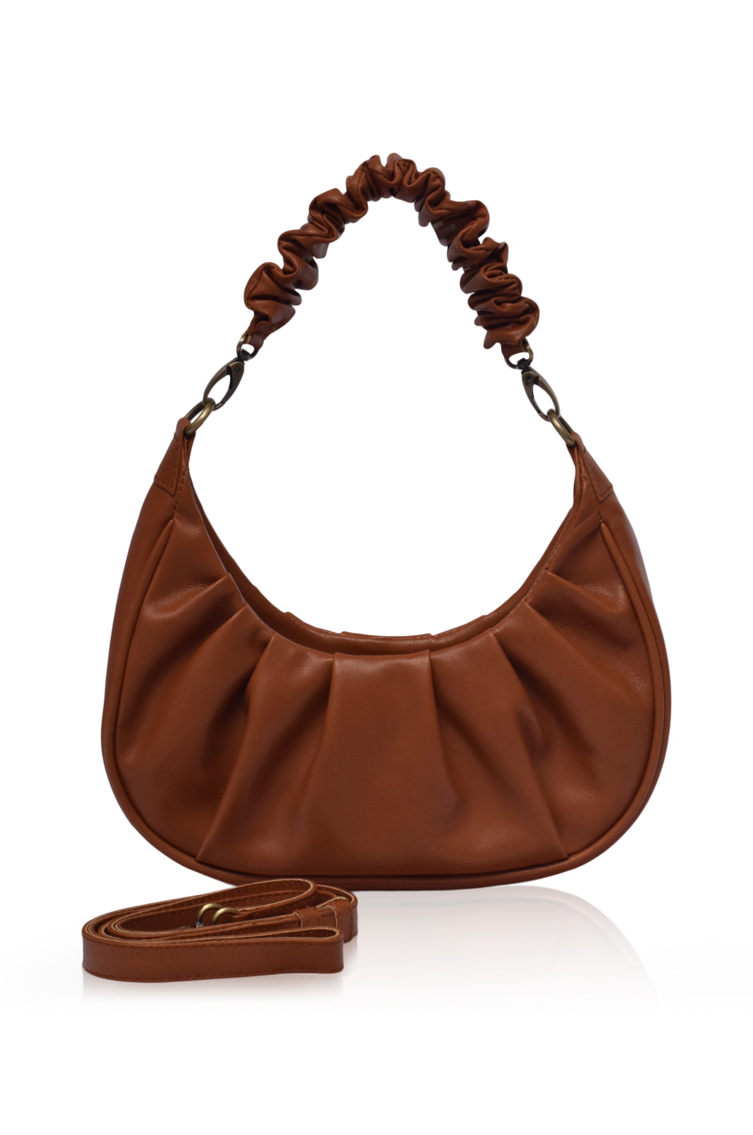 Brown Camille Ruched Leather Bag
