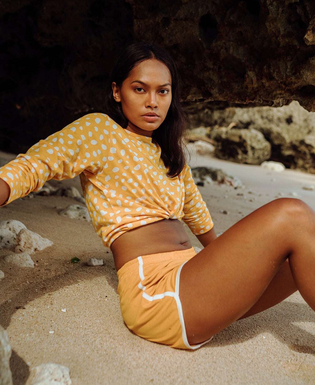 GIRL Seaside Runner Recycled Shorts, in Sunflower Yellow by BrunnaCo