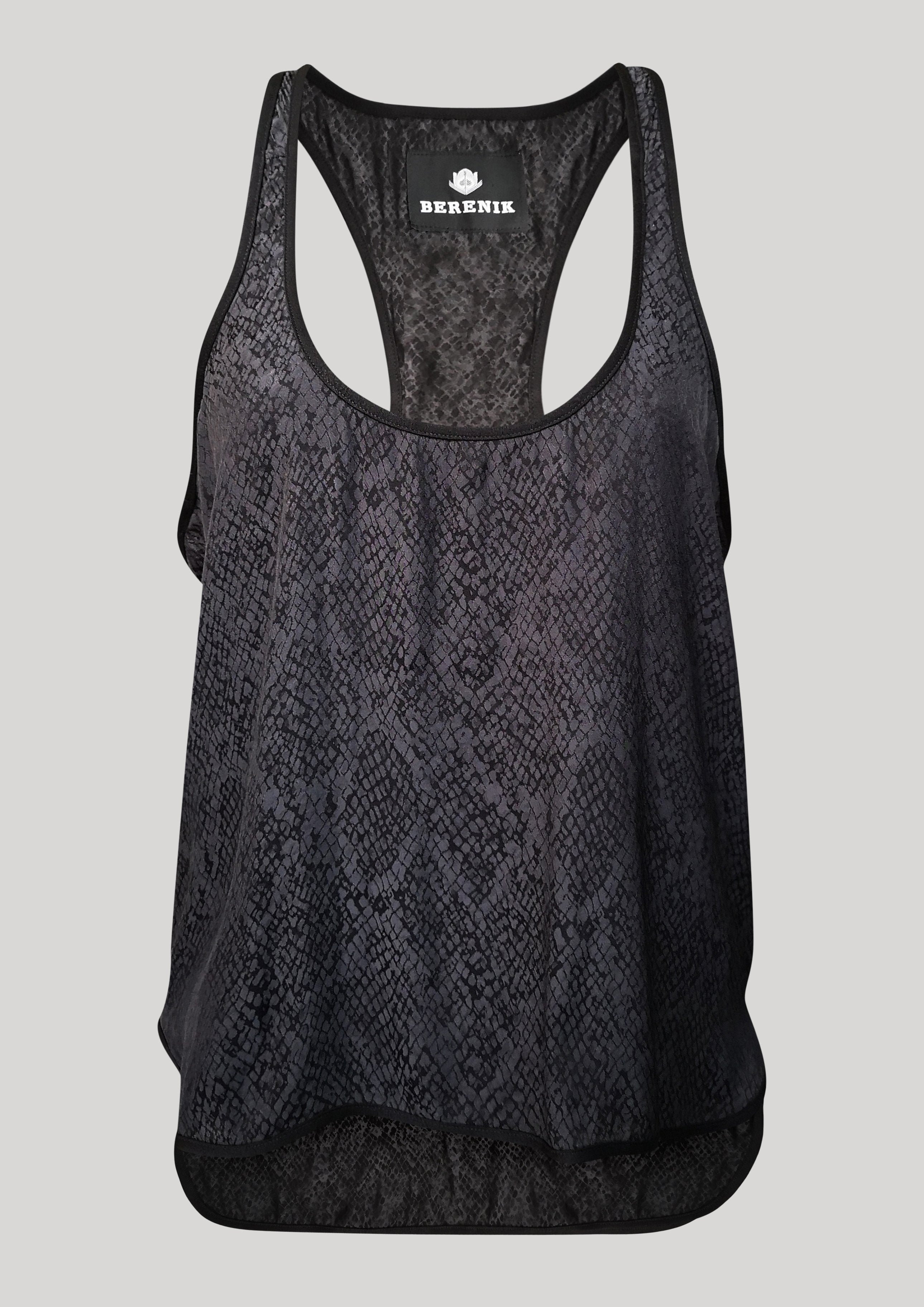 TANK TOP - JACQUARD SATIN black snake by BERENIK - East Hills Casuals