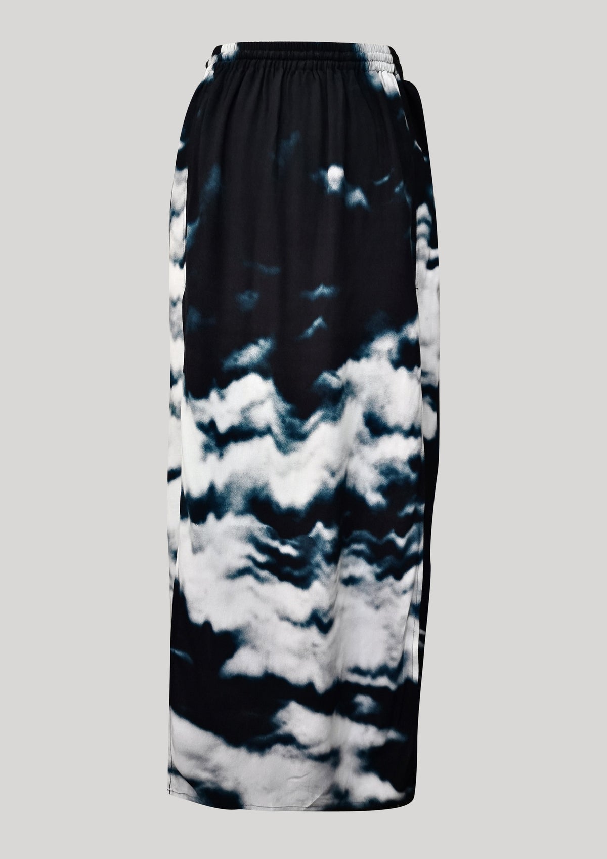 SKIRT LONG - SIDE SLOTS - VISCOSE print cloud black / white by BERENIK