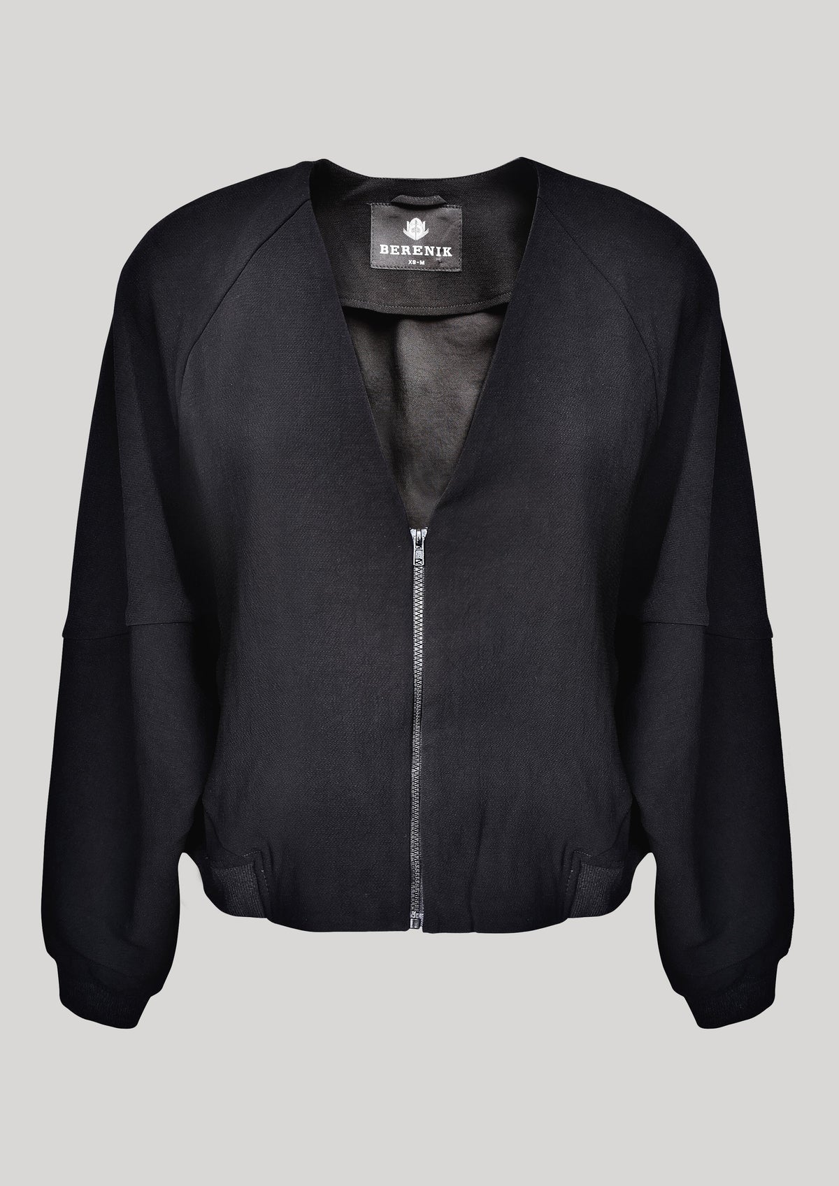 JACKET V-COLLAR - VINTAGE SAKURA CREPE black by BERENIK