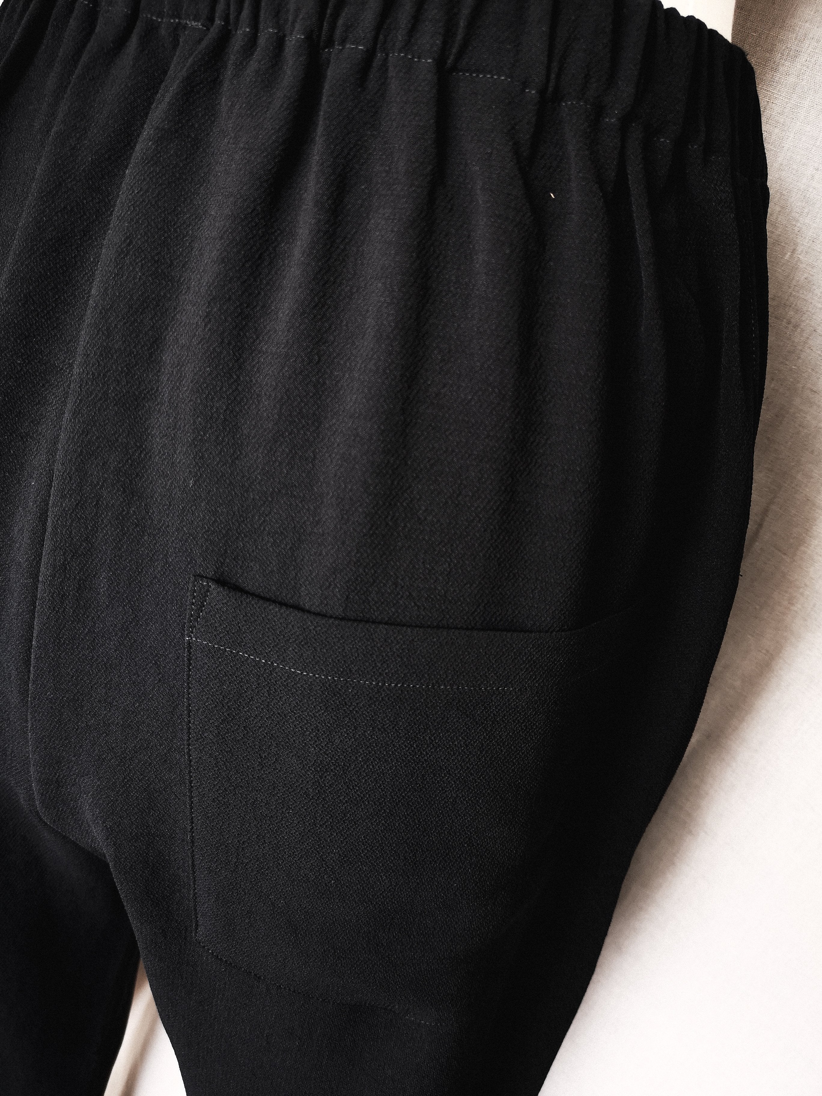PANTS STRETCH HIGH WAIST - black plain by BERENIK - East Hills Casuals