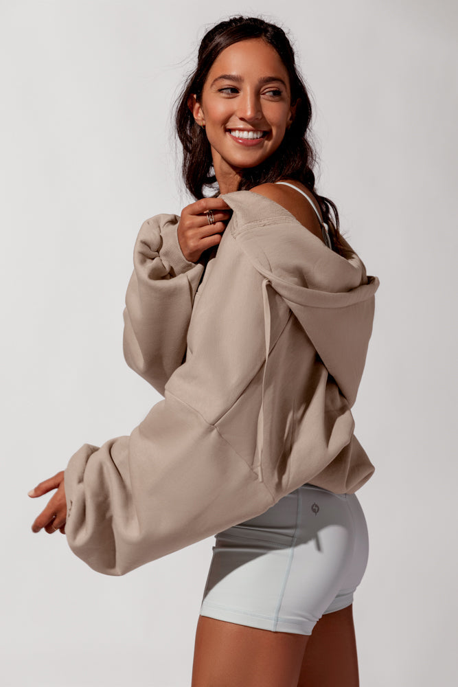 Zip Cloud Hoodie - Taupe by POPFLEX® - East Hills Casuals