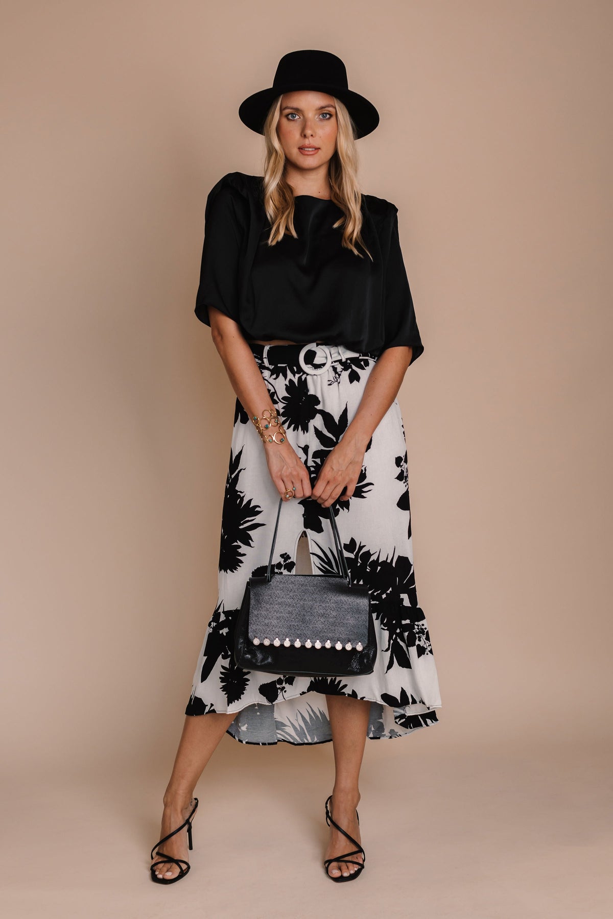 Slit High Waist Printed Skirt by BYNES NEW YORK | Apparel &amp; Accessories