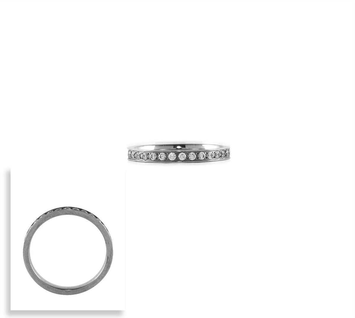 Aŭreolo 2 ct Round Halo Engagement Ring &amp; Eternity Band Set