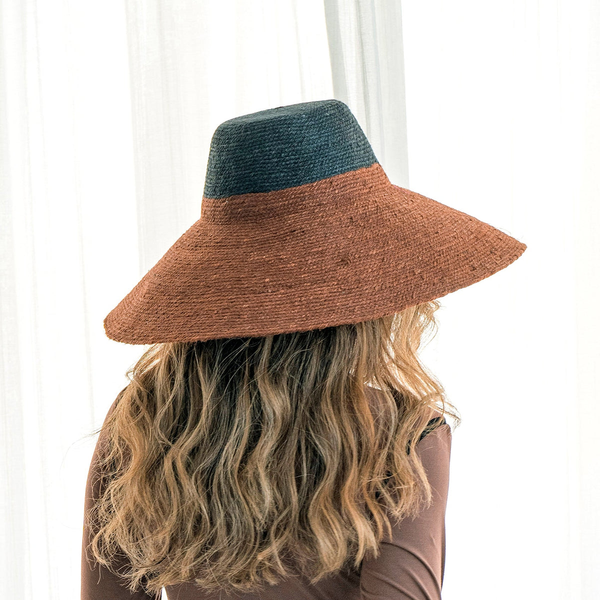 RIRI DUO Jute Straw Hat, in Burnt Sienna &amp; Black by BrunnaCo