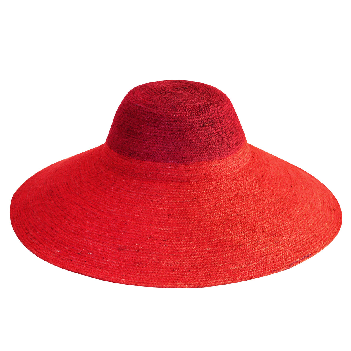 RIRI DUO Jute Straw Hat, in Maroon &amp; Red by BrunnaCo