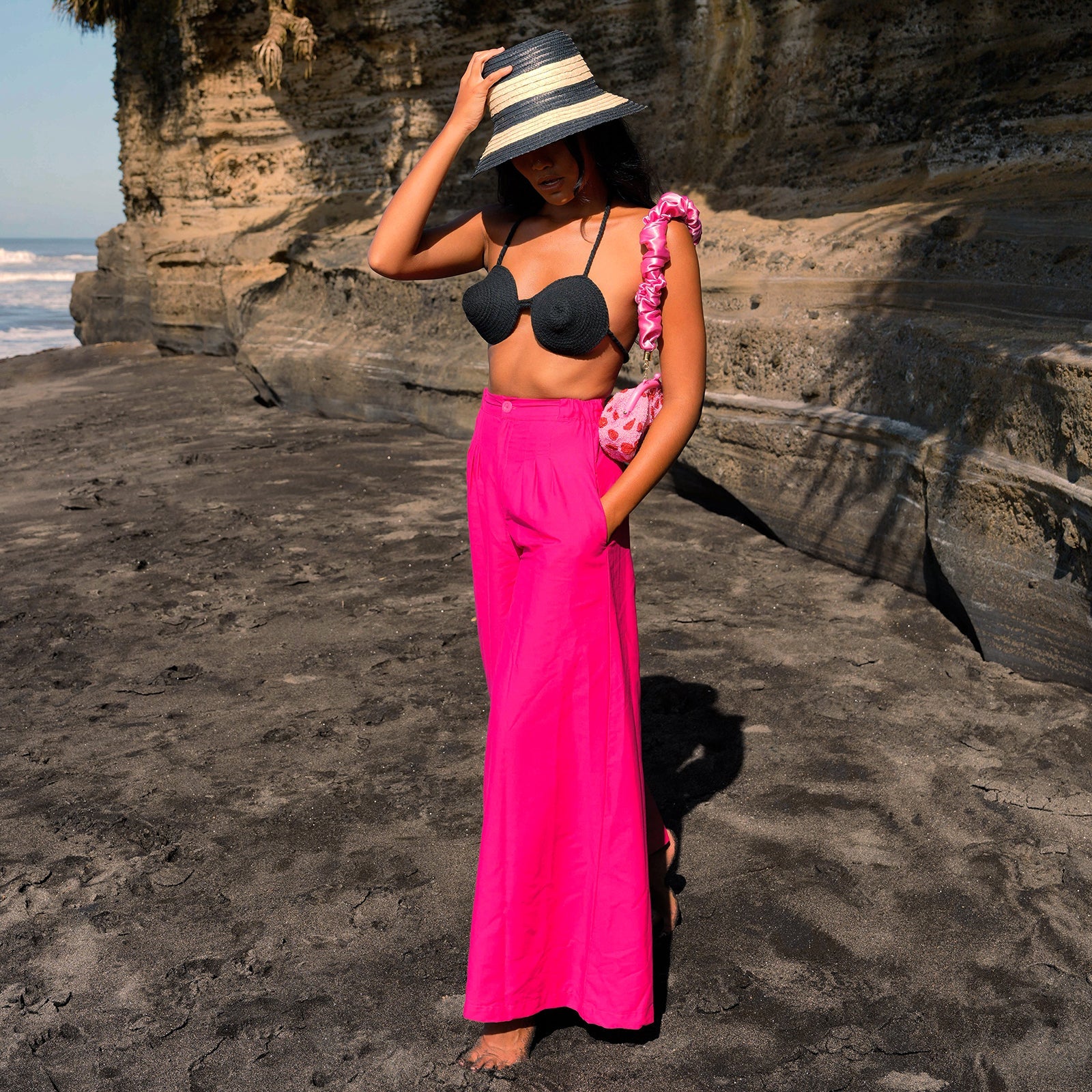 TAYLOR Wide-leg Pants in Hot Pink