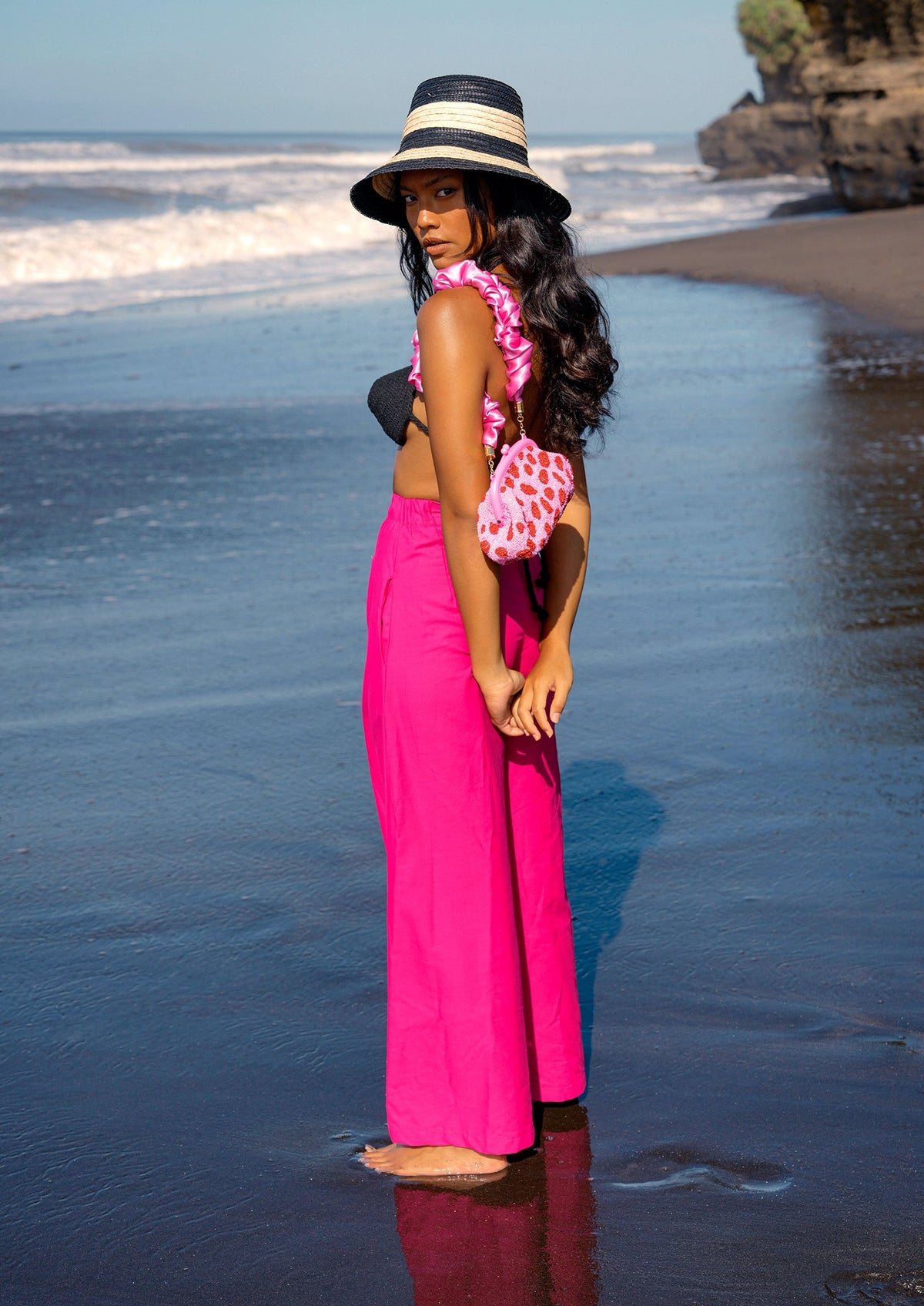 TAYLOR Wide-leg Pants in Hot Pink by BrunnaCo