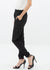 Side view of Women's Ankle Cuffed Black Crepe Pants In Black