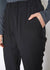 Close up on pockets of Women's Ankle Cuffed Black Crepe Pants In Black