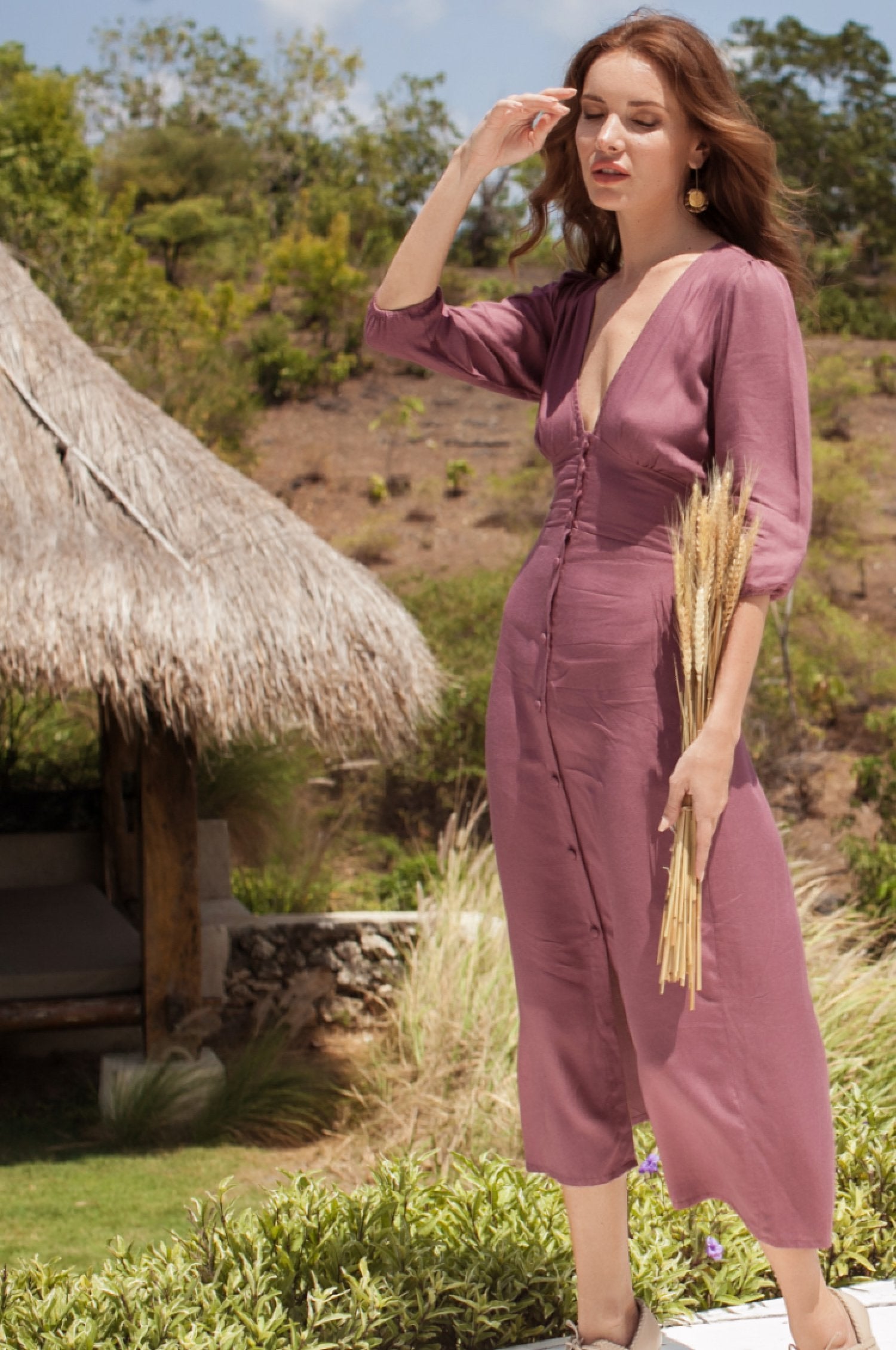 Whisper Light Button up Midi Dress by ELF - East Hills Casuals