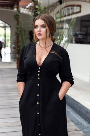 Whisper Light Button up Midi Dress by ELF - East Hills Casuals