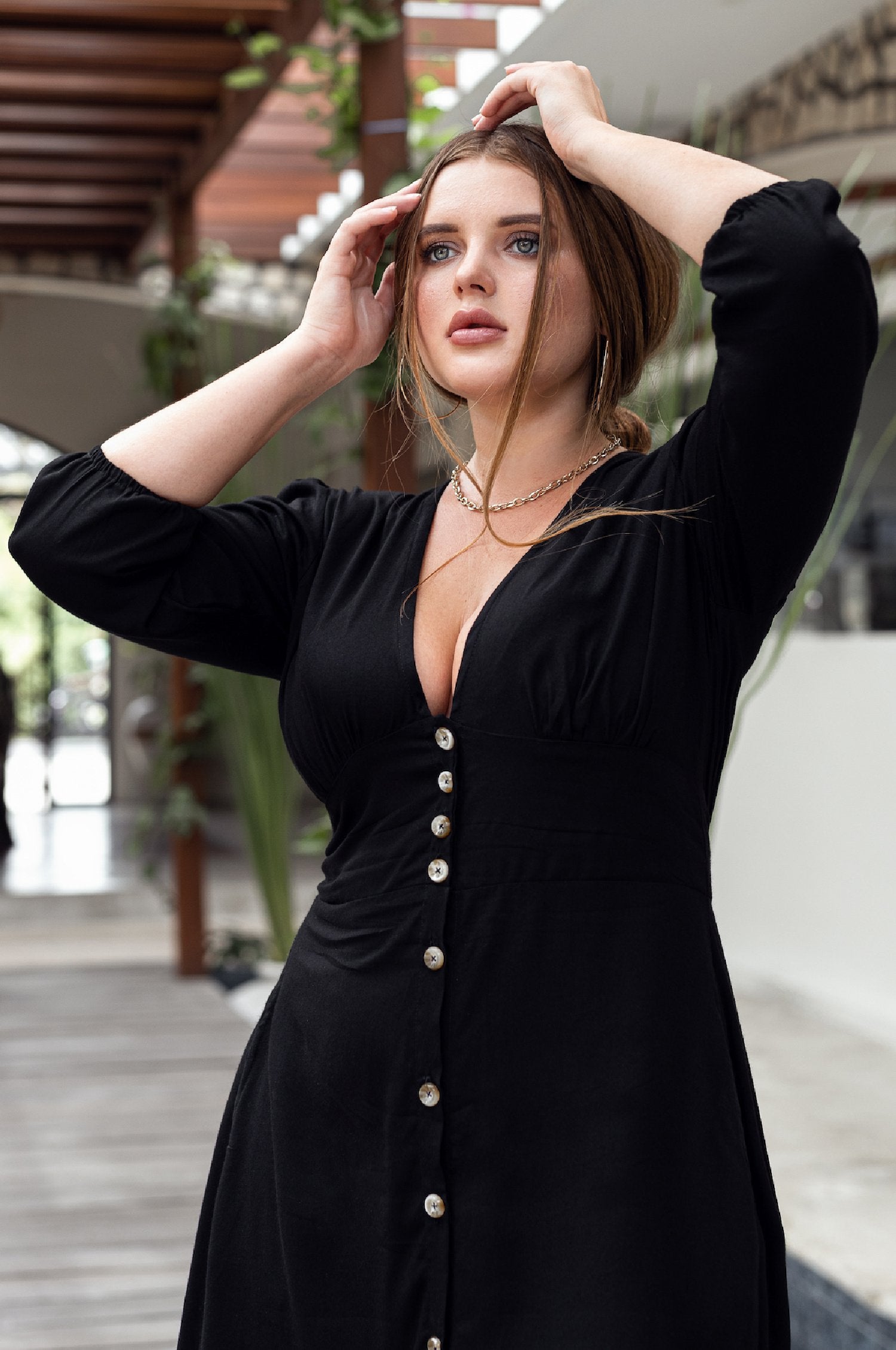 Whisper Light Button up Midi Dress by ELF East Hills Casuals