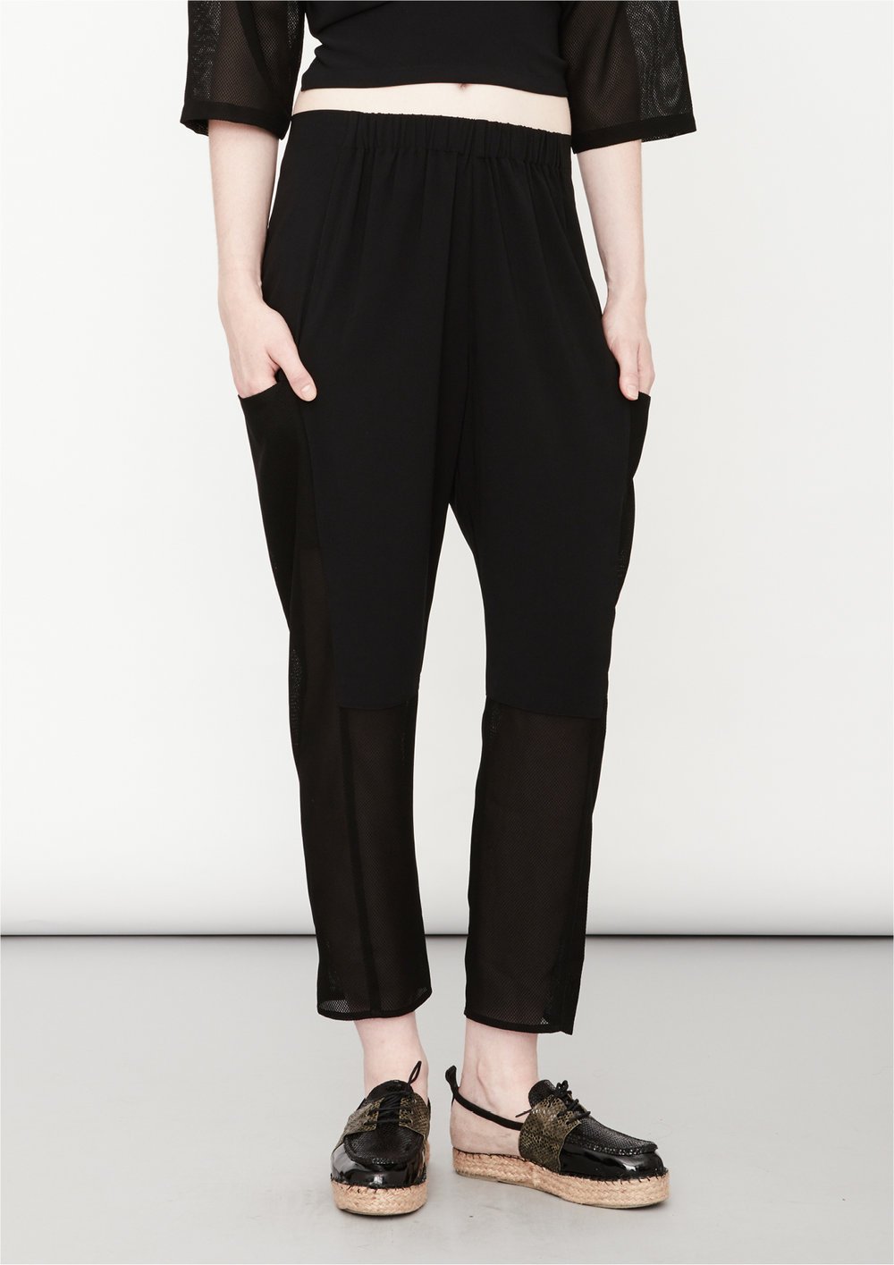 PANTS LOOSE ELASTIC BLACK PLAIN/MESH by BERENIK - East Hills Casuals