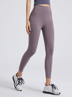 Front view of gray Wide Waistband Sports Leggings 