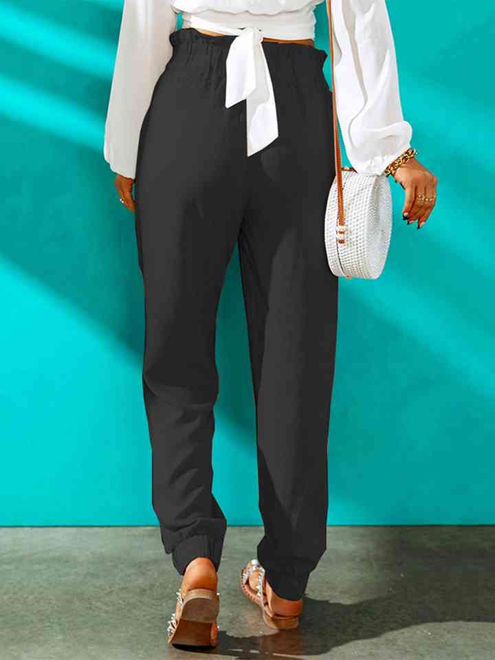 Back view of High Waist Joggers with Pockets