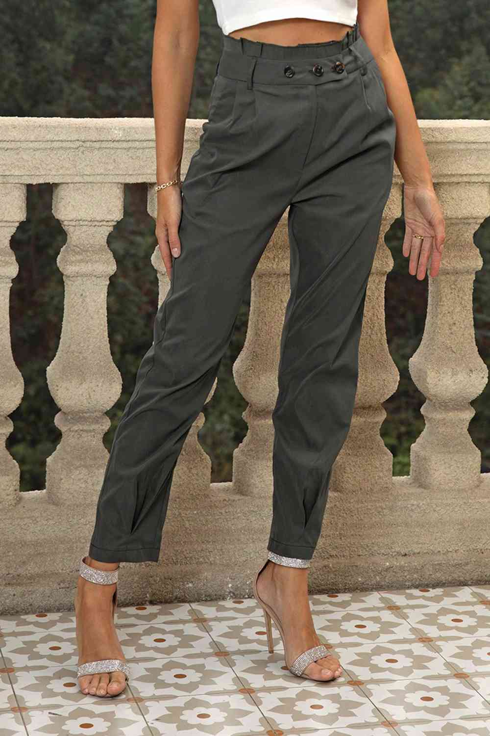 Front view of High Waist Cropped Pants