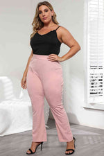 Side view of Plus Size Seamed Detail Plain Pants
