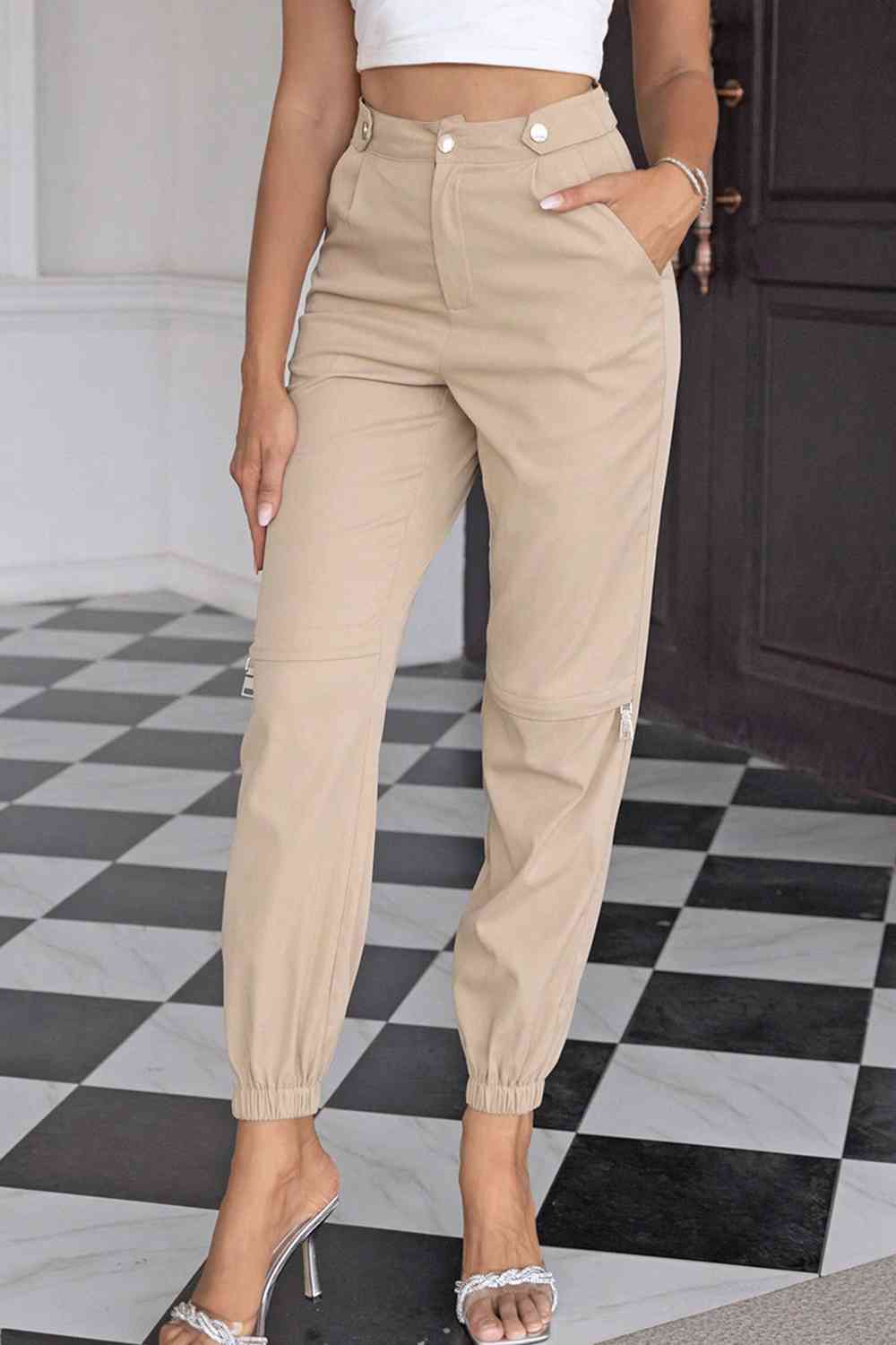 Front view of High Waist Pants with Pockets
