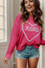 Full view of XOXO Heart Round Neck Dropped Shoulder Sweater pink