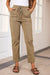 View of front of Drawstring Straight Pants with Pockets-khaki